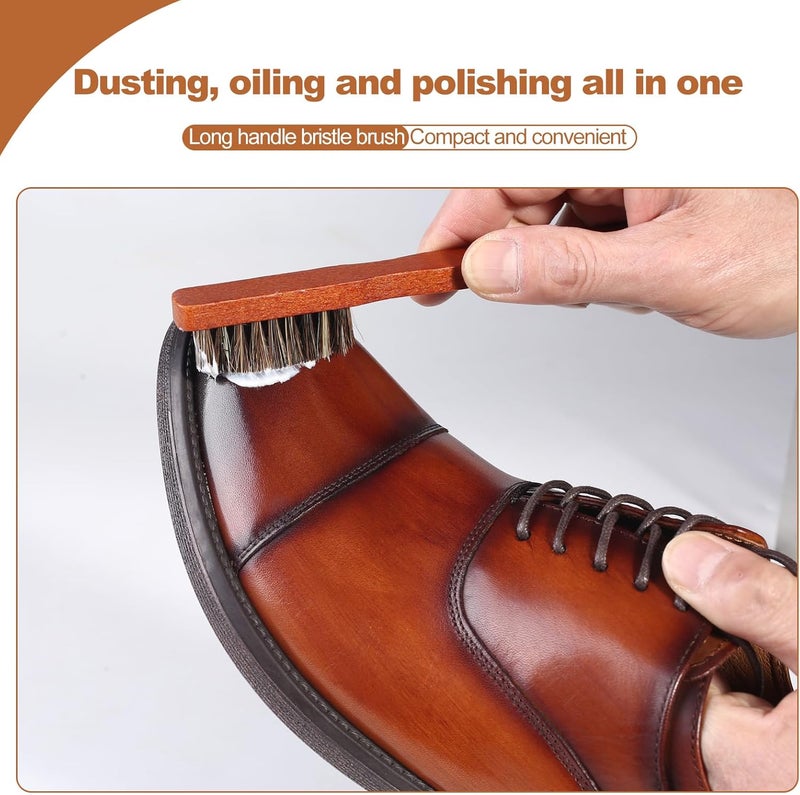 Srefaka Shoe Brush Shoe Polish Brush Horse Hair Brush for Leather Horsehair Shoe Brush Professional Shoe Polish Applicator - Image 3